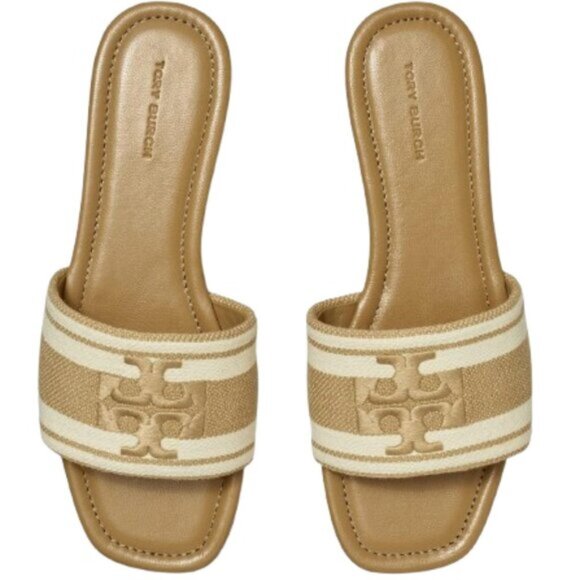 New AUTHENTIC  Tory Burch Double T Jacquard Slide - Picture 1 of 8